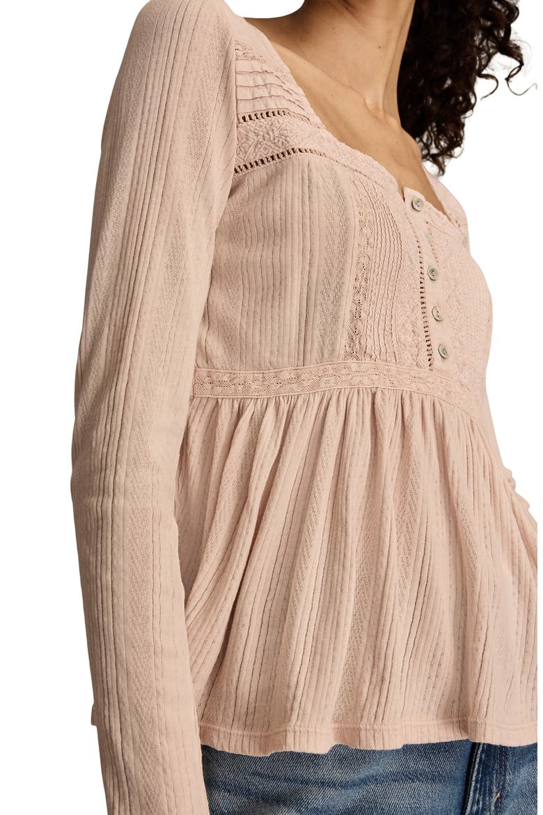 Embroidered Long Sleeve Peplum Top, Alternate, color, SEPIA ROSE