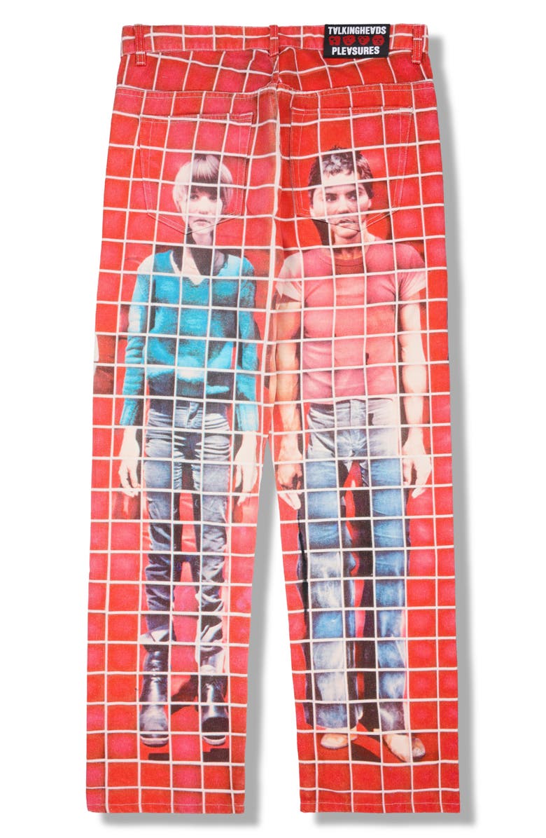 PLEASURES x Talking Heads Buildings Straight Leg Jeans, Alternate, color, Red