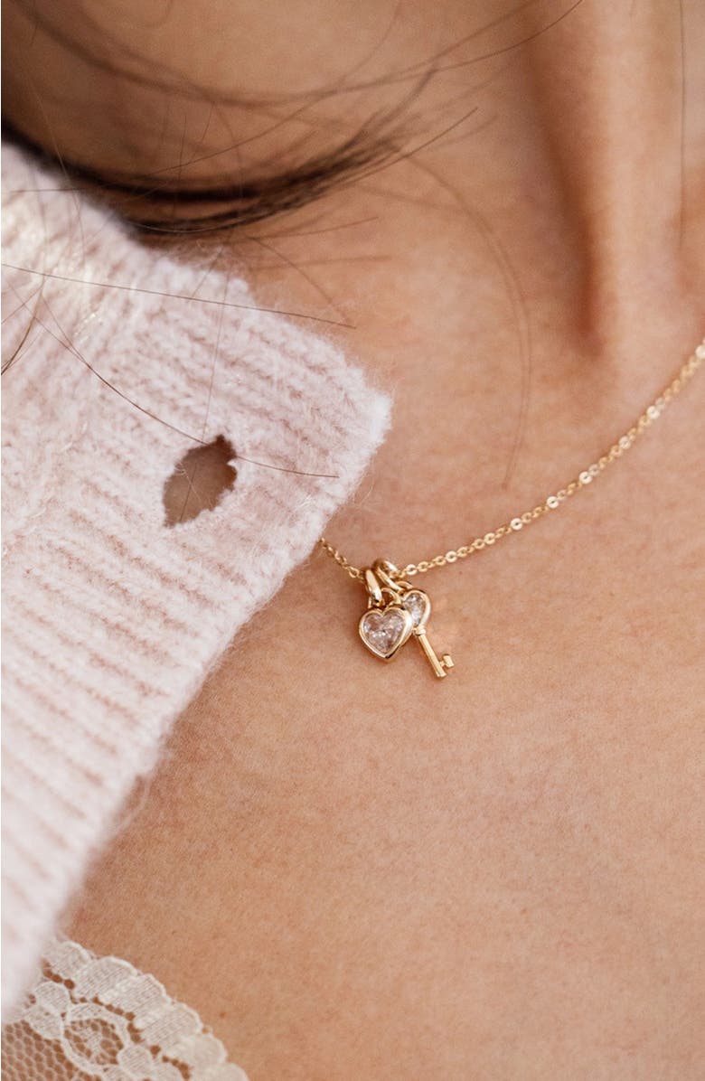 MADE BY MARY CZ Heart Padlock Charm, Alternate, color, Gold