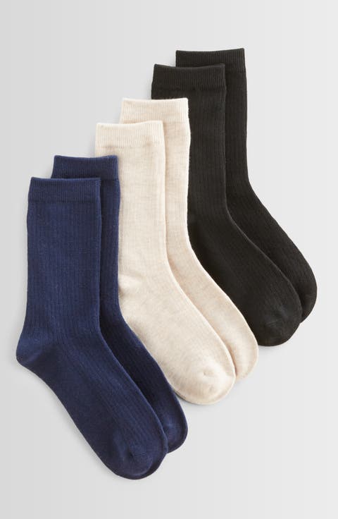 Kids' Assorted 3-Pack Ribbed Crew Socks (Toddler, Little Kid & Big Kid)