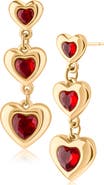 JARDIN Graduated Triple Crystal Heart Drop Earrings