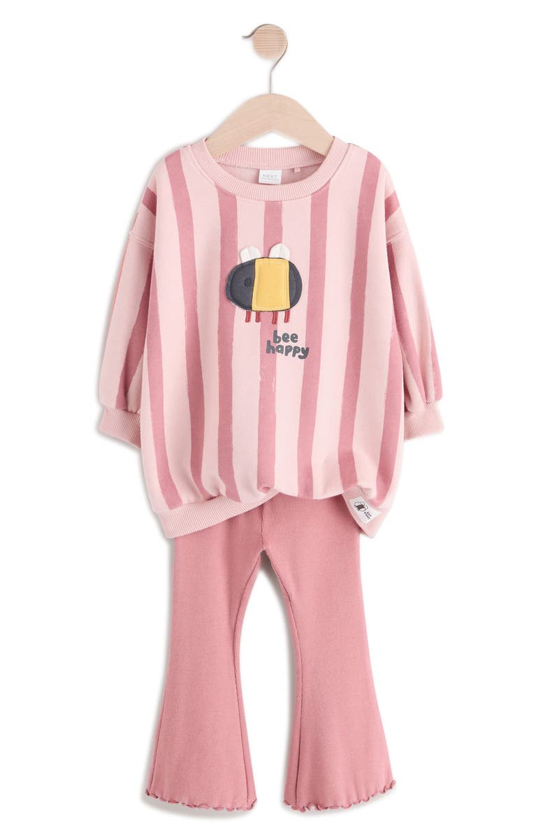 NEXT Kids' Bee Happy Sweatshirt & Flare Leggings Set, Main, color, 