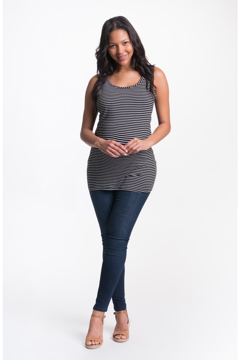 Snap Maternity/Nursing Tank, Alternate, color, BLACK AND WHITE STRIPE