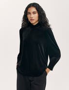 Finery London Clementine Velvet High Neck Top