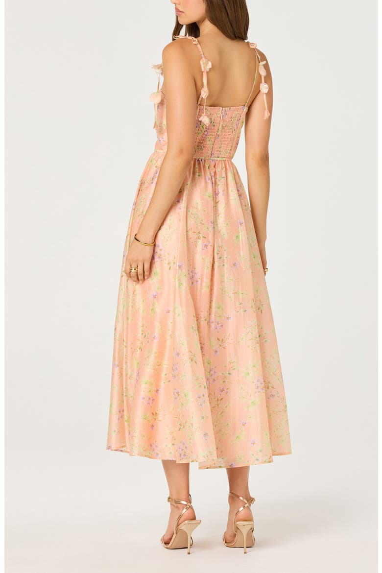 Halcyon Floral Print A-Line Dress, Alternate, color, PEACH FLORAL
