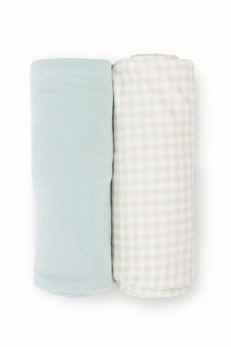 2-Pack Knit Swaddle, Alternate, color, TAN GINGHAM