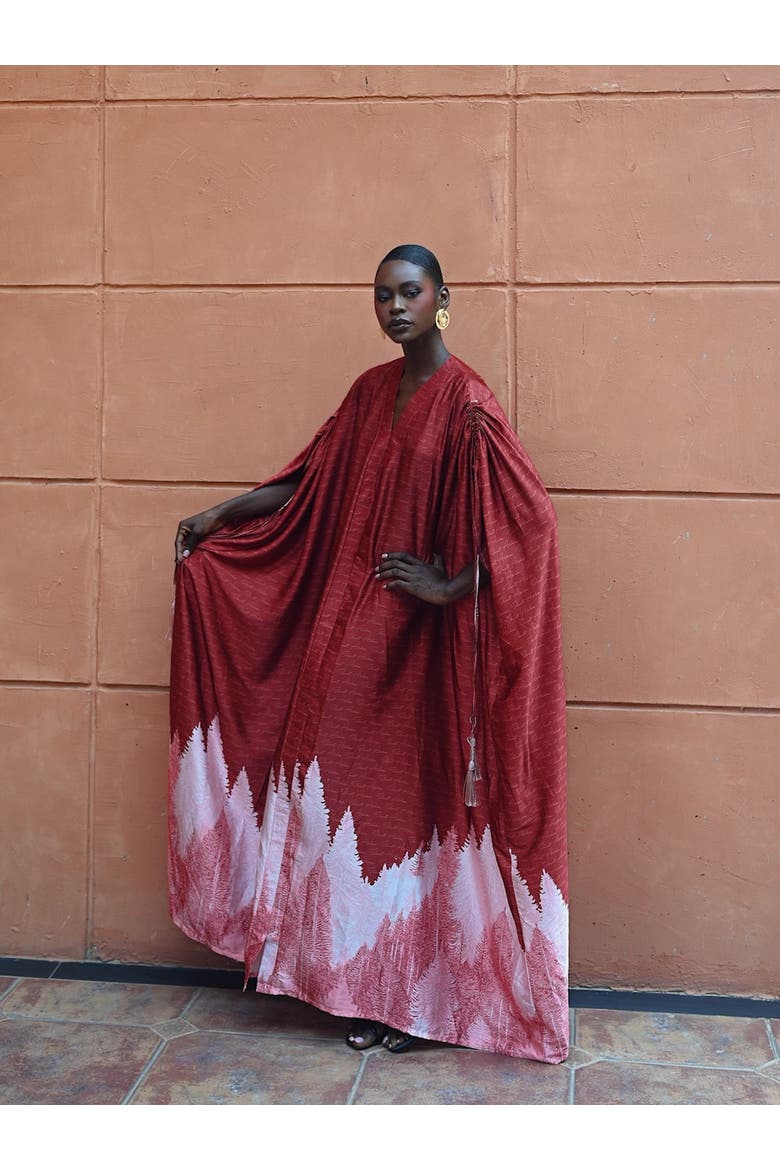 Suri Silk Caftan, Alternate, color, Red