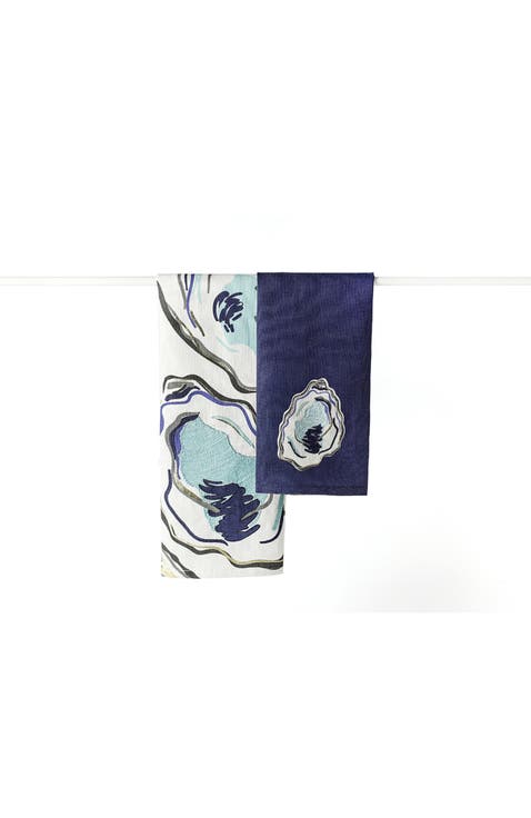 Oyster Hand Towels Set of 2