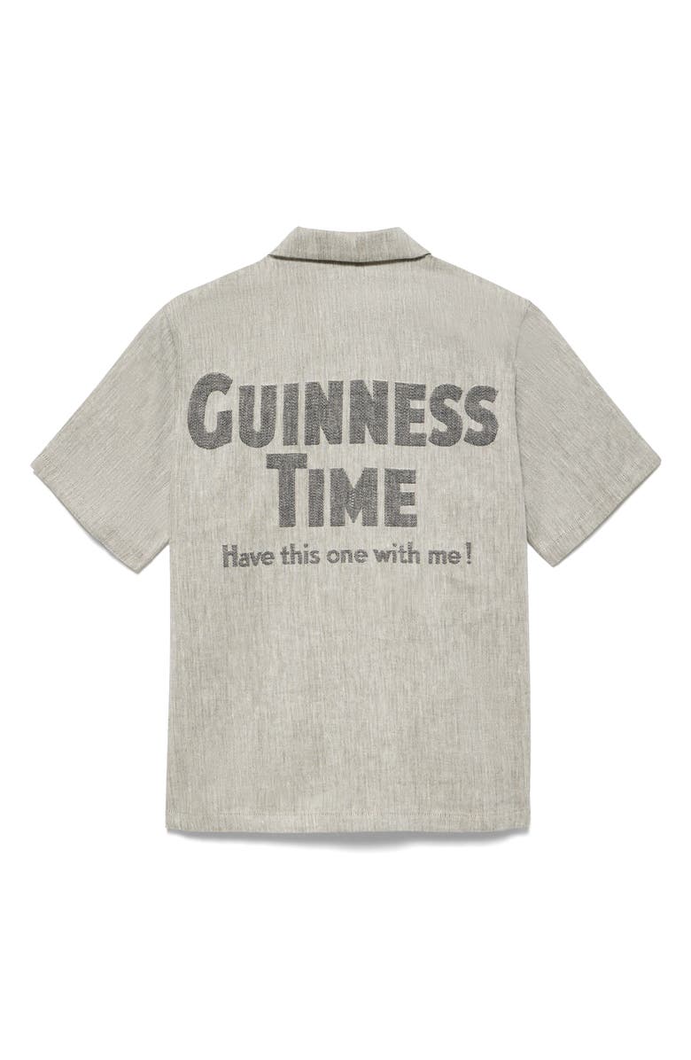 JW Anderson x Guinness Jacquard Linen & Cotton Camp Shirt, Alternate, color, Clay