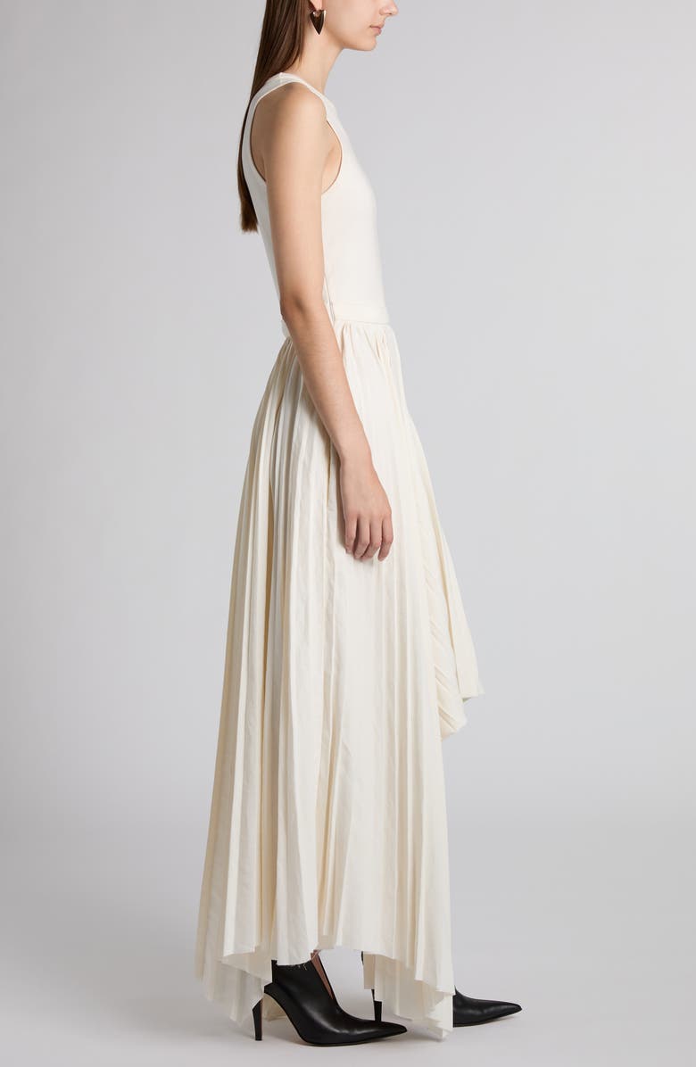 Asymmetric Pleated Cotton Dress