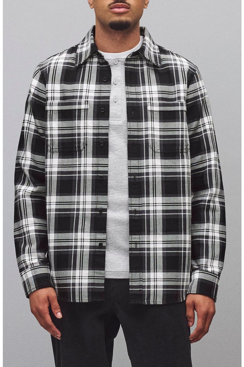 Union Plaid Cotton Button-Up Shirt, Main, color, WHITE/BLACK
