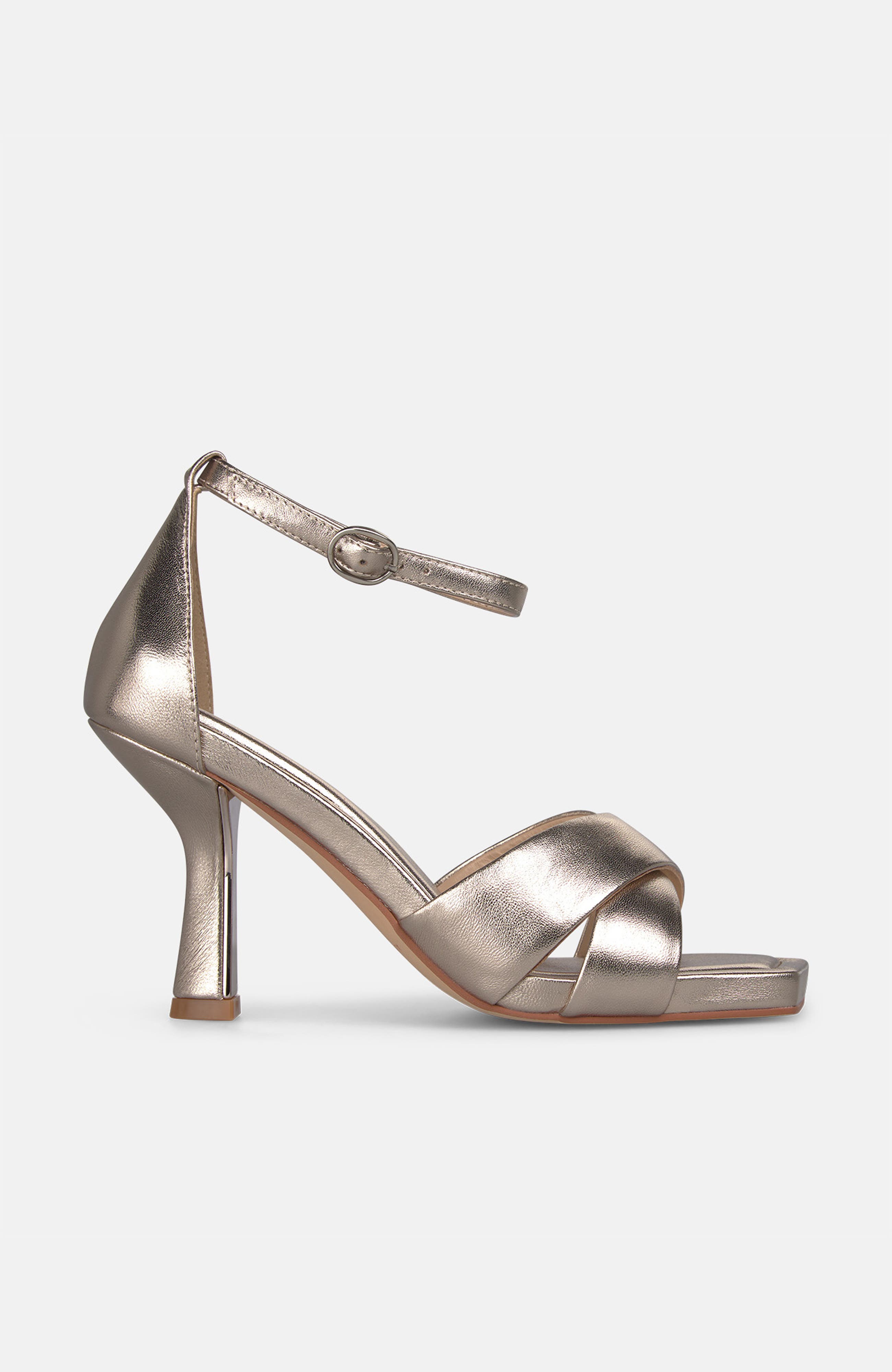 Crossed Strap Heel Sandal, Main, color, Bronze