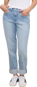 Good American Cuffed High Waist Straight Leg Jeans