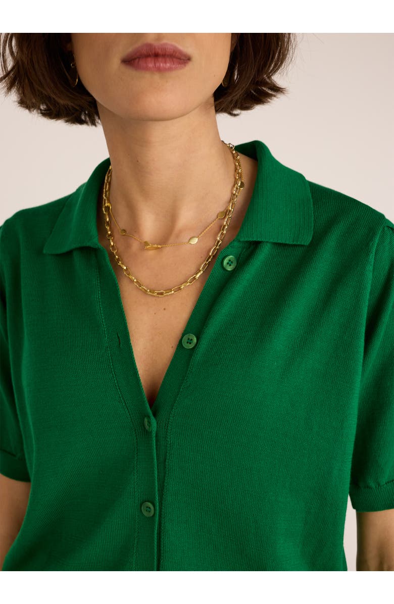 Baukjen Sara Short Sleeve Collard Cardigan, Alternate, color, Bright Emerald