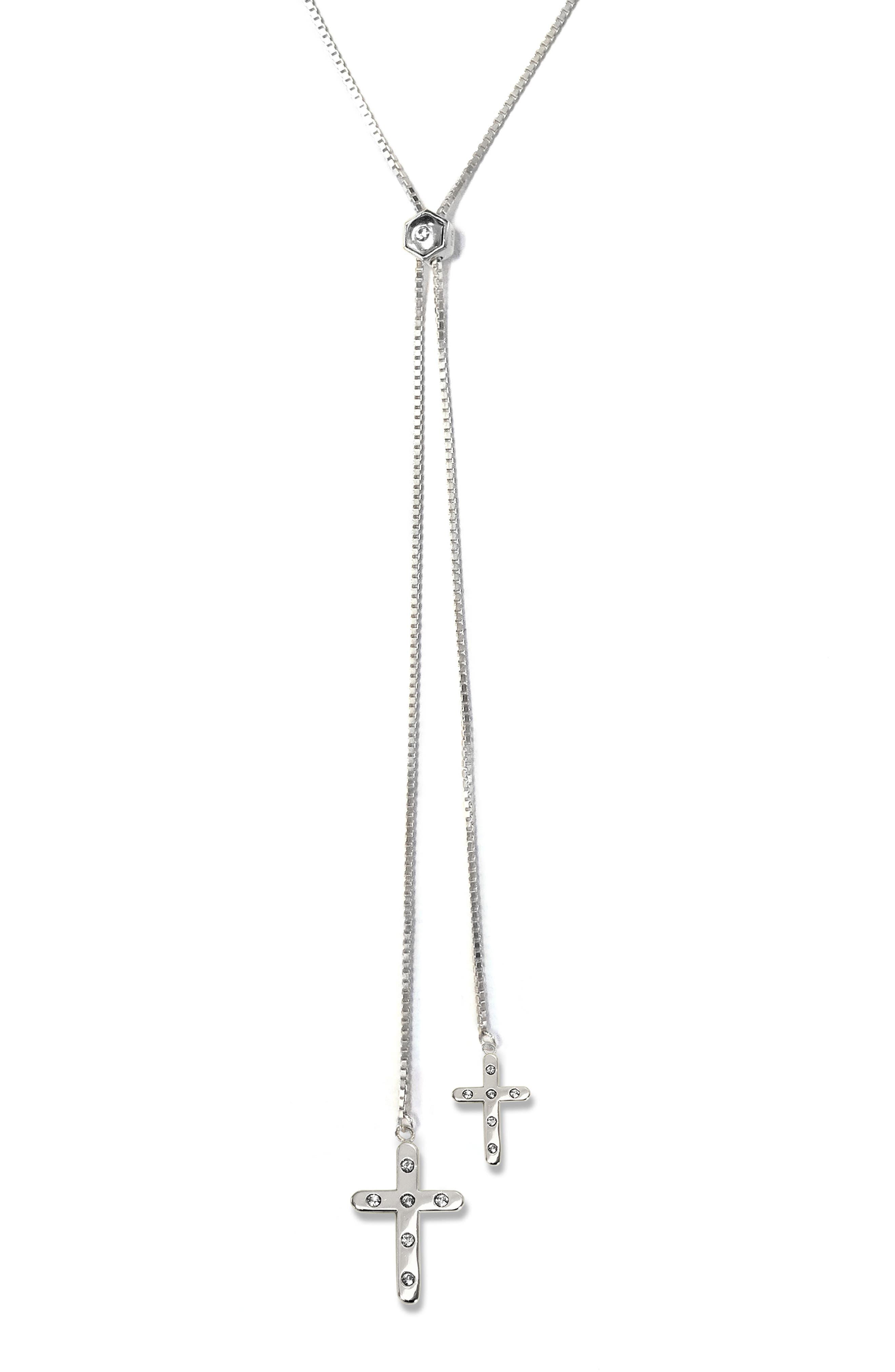 Liza Schwartz Pavé Cross Lariat Necklace