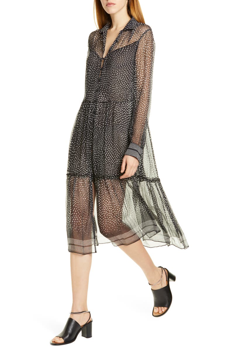 rag & bone Libby Polka Dot Silk Midi Dress, Alternate, color,