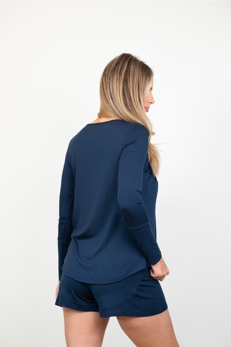 Full Moon Built-In Shelf Lounge & Sleep Long Sleeve Top, Alternate, color, Navy