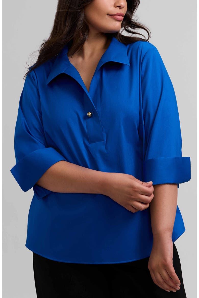 Catalina Matte Sateen Popover Top, Alternate, color, SAVORY BLUE