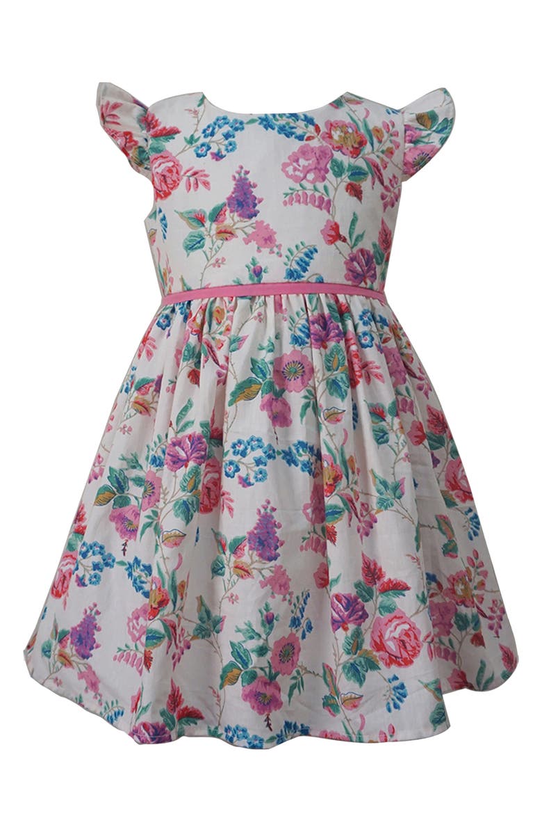 Popatu Floral Print Flutter Sleeve Cotton Dress, Main, color, 