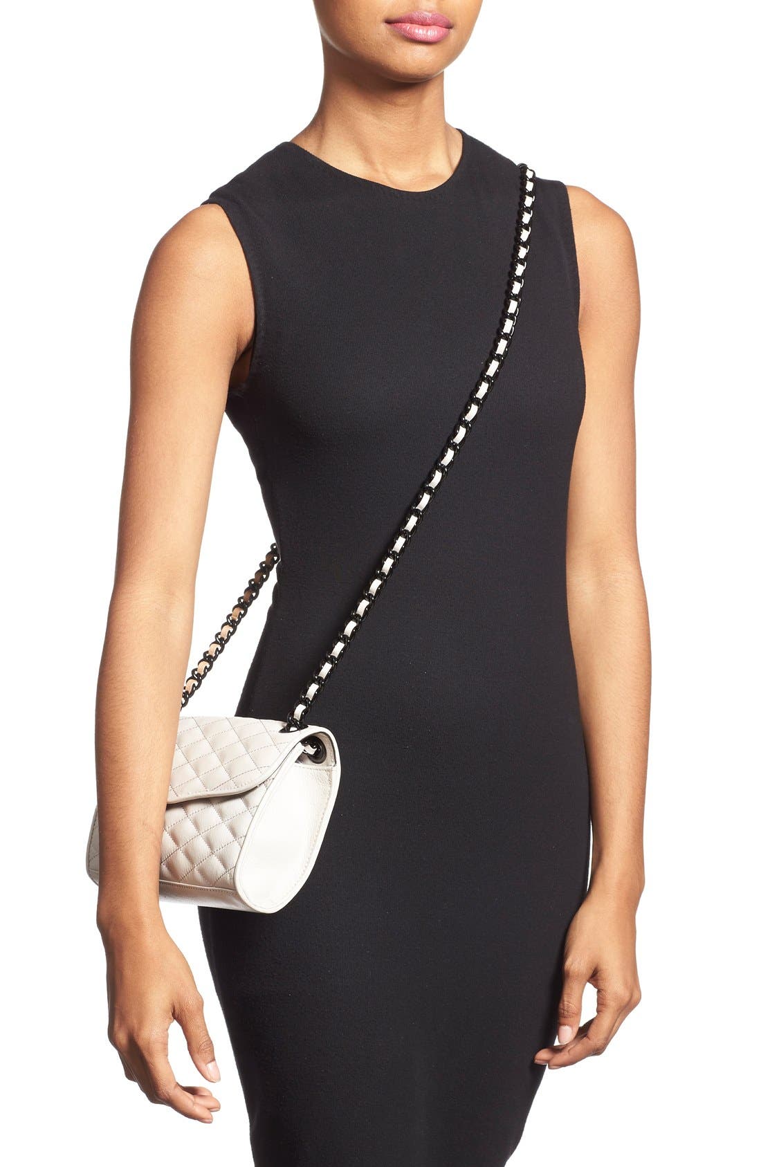 'Quilted Mini Affair' Convertible Crossbody Bag, Alternate, color, PUTTY/ BLACK