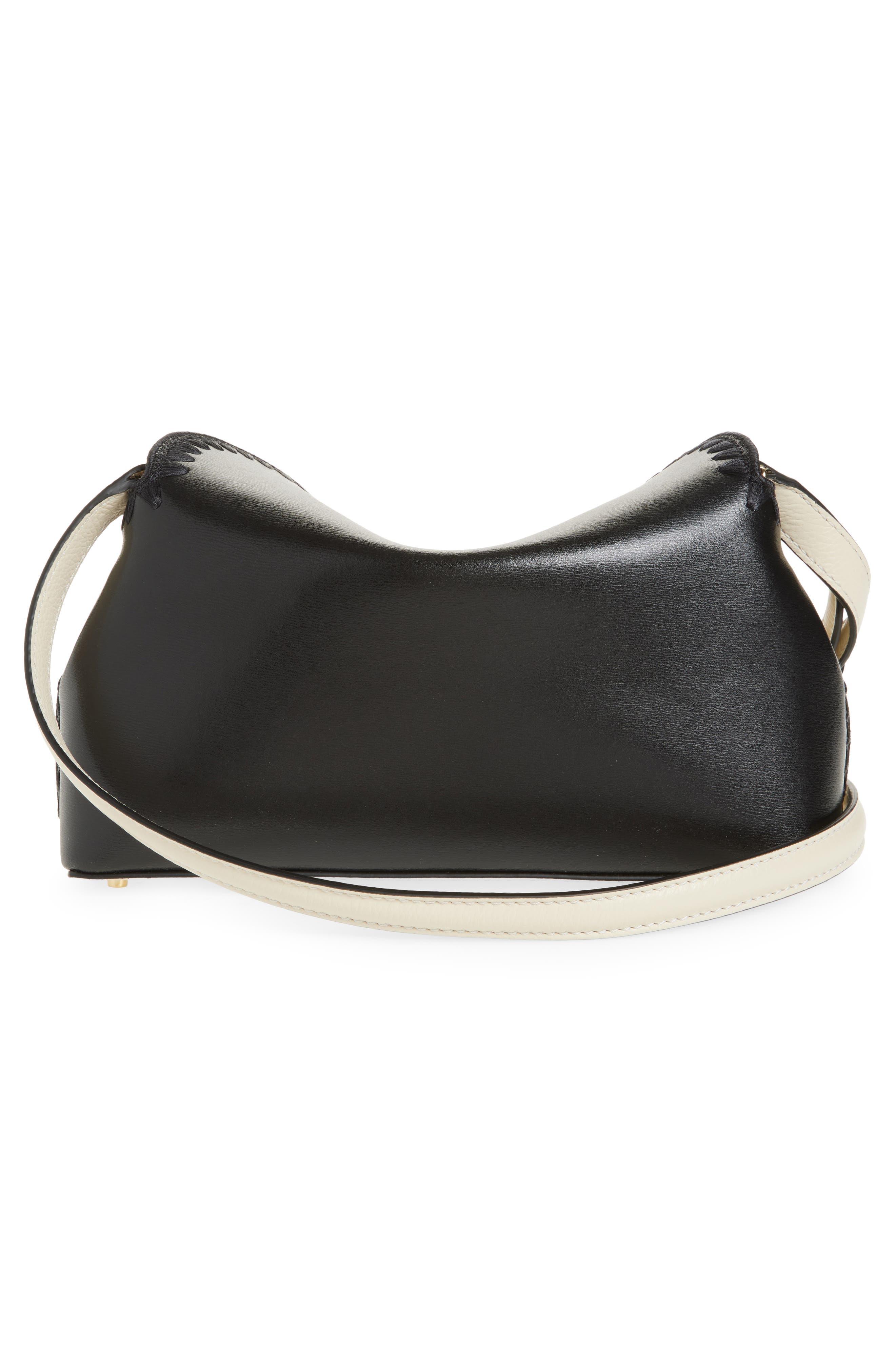 TOTEME T-Lock Embroidered Leather Clutch, Alternate, color, Black/ Milk