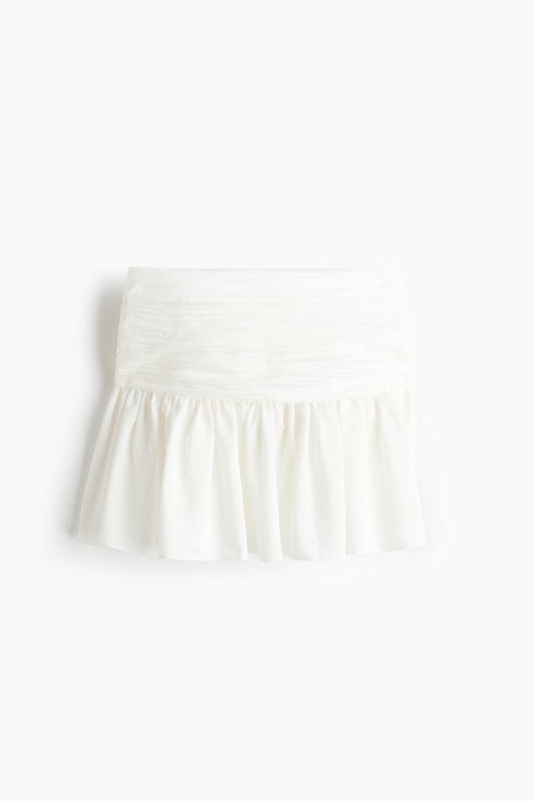 Ruched-waist Mini Skirt, Main, color, White