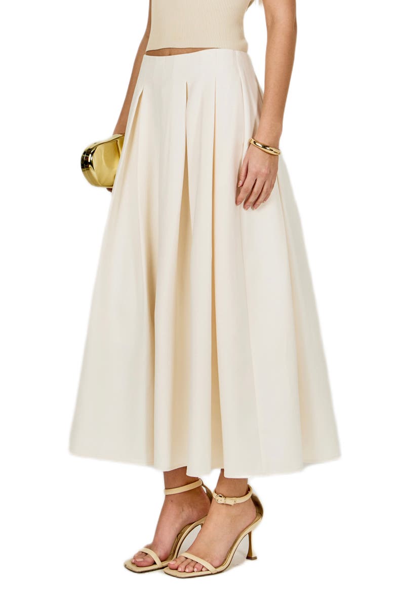 Pleated Midi Skirt, Alternate, color, IVORY