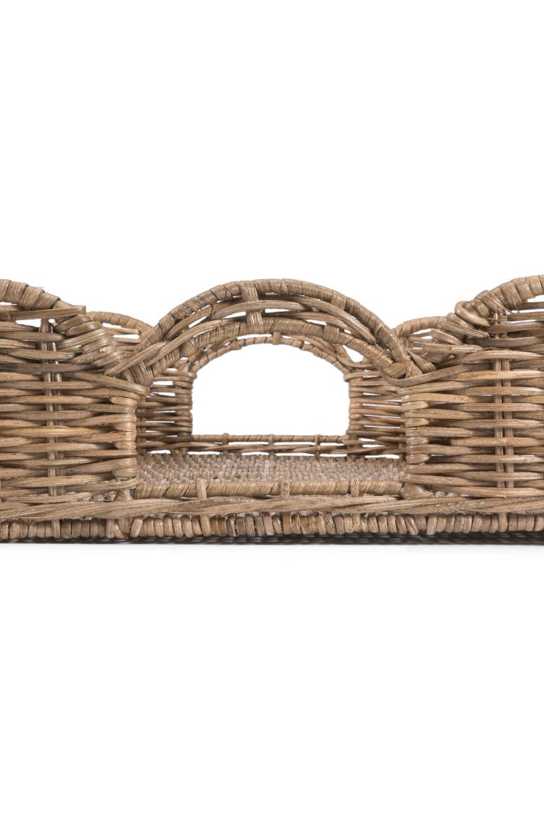 HAPPIMESS Scalloped 21.5" Southwestern Cottage Hand-Woven Rattan Tray with Handles, Alternate, color, Natural