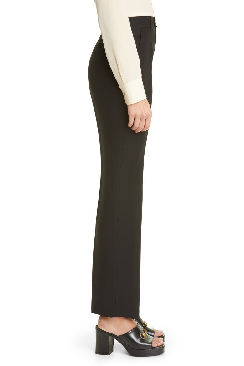 Silk & Wool Cady Crepe Straight Leg Pants, Alternate, color, BLACK