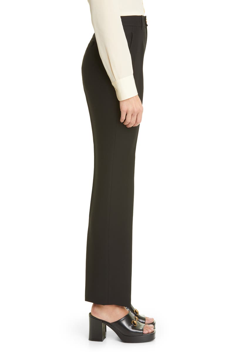 Gucci Silk & Wool Cady Crepe Straight Leg Pants, Alternate, color, 