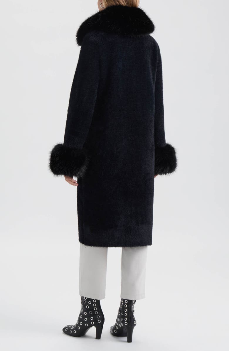 NVLT Faux Fur Trim Longline Sweater Coat, Alternate, color, 