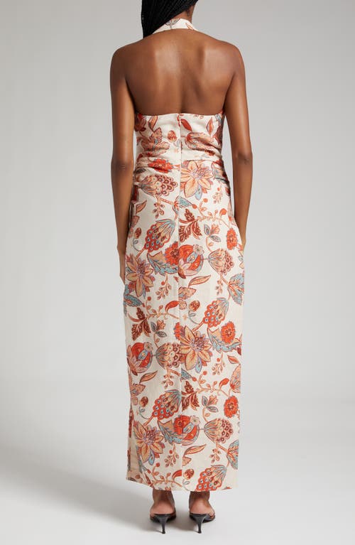 Sir Noemi Floral Halter Neck Linen Maxi Dress In Desert Wildflower