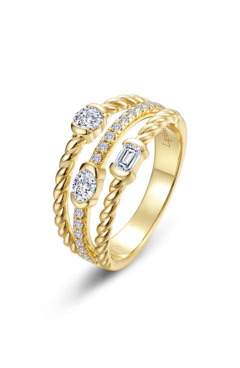 Mixed Cut Simulated Diamond Rope Ring