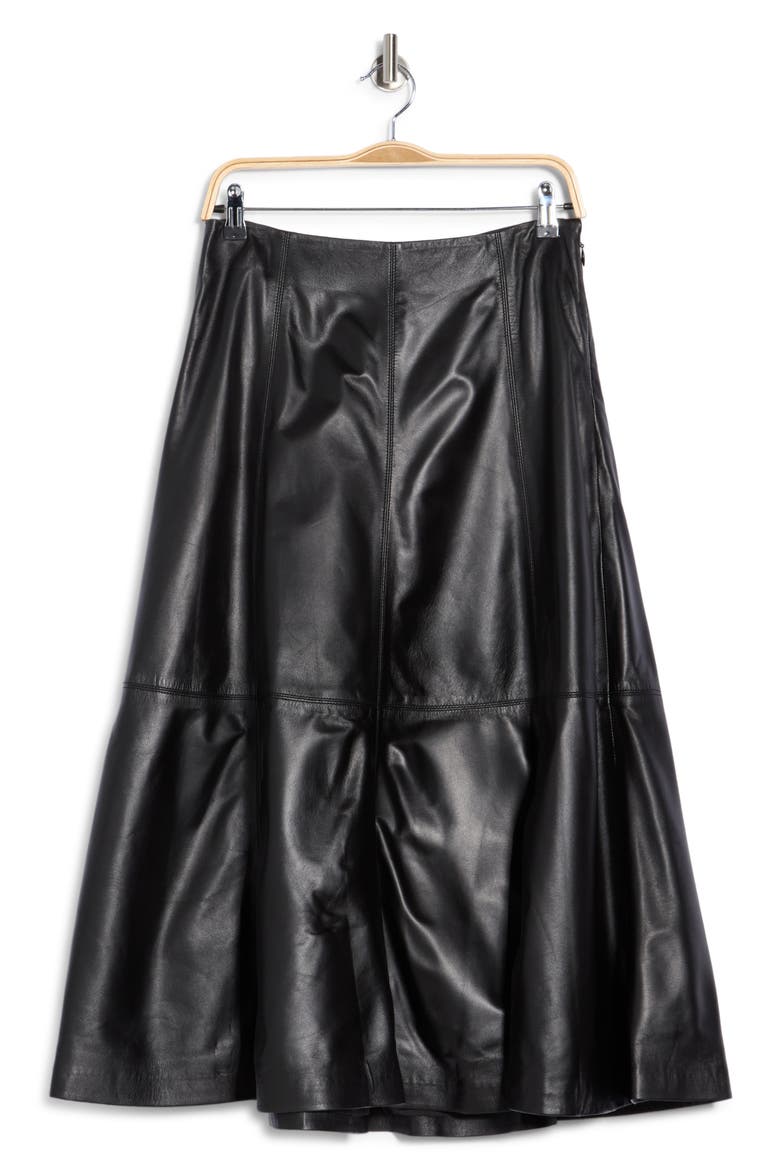 Ryma Leather Midi Skirt, Main, color, BLACK