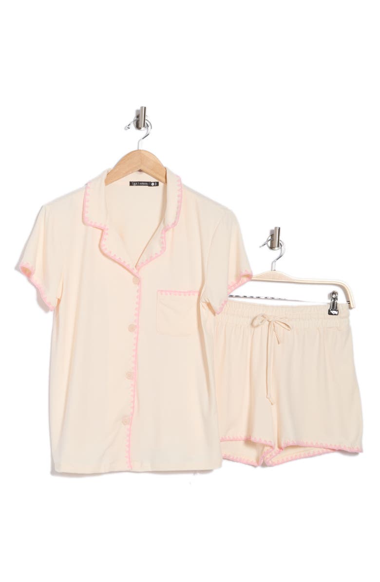 Tart Dixie Whipstitched Top & Shorts Pajamas, Alternate, color, Pearled Ivory