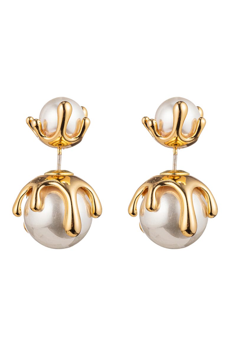 Lucia Imitation Pearl Drop Earrings, Main, color, GOLD