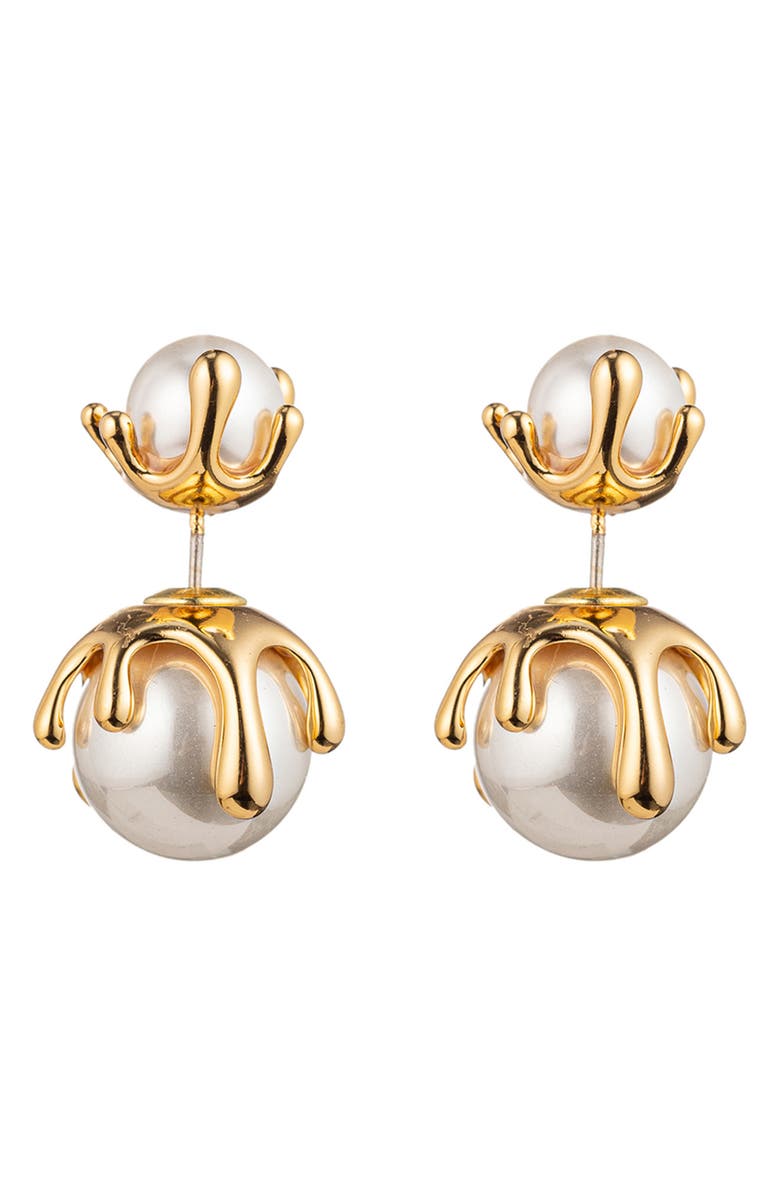 EYE CANDY LOS ANGELES Lucia Imitation Pearl Drop Earrings, Main, color, Gold