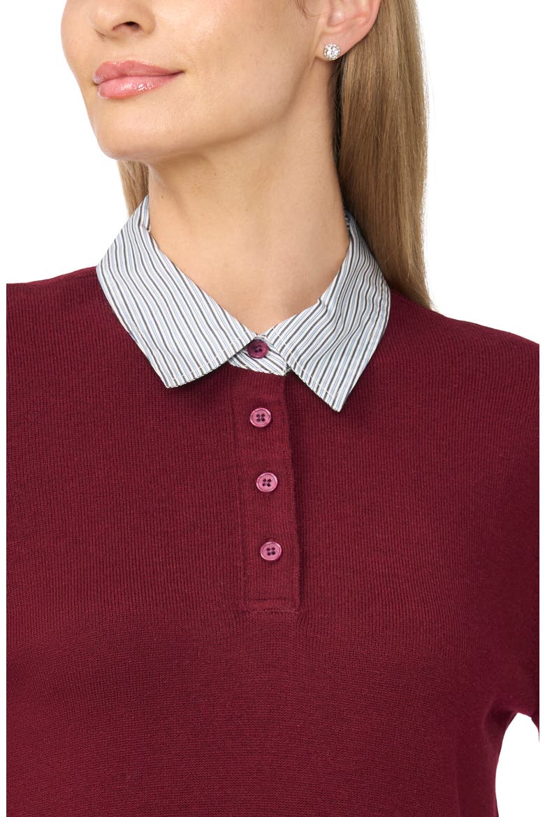 Mixed Media Henley, Alternate, color, BURNT CRANBERRY
