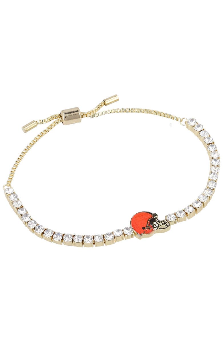 BaubleBar Women's BaubleBar Gold Cleveland Browns Pull-Tie Tennis Bracelet, Main, color, 