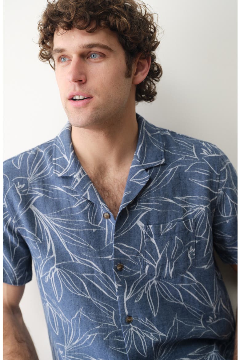 Jacquard Camp Shirt, Alternate, color, BLUE FLORAL