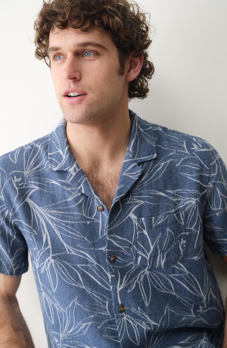 Marine Layer Jacquard Camp Shirt, Alternate, color, Blue Floral