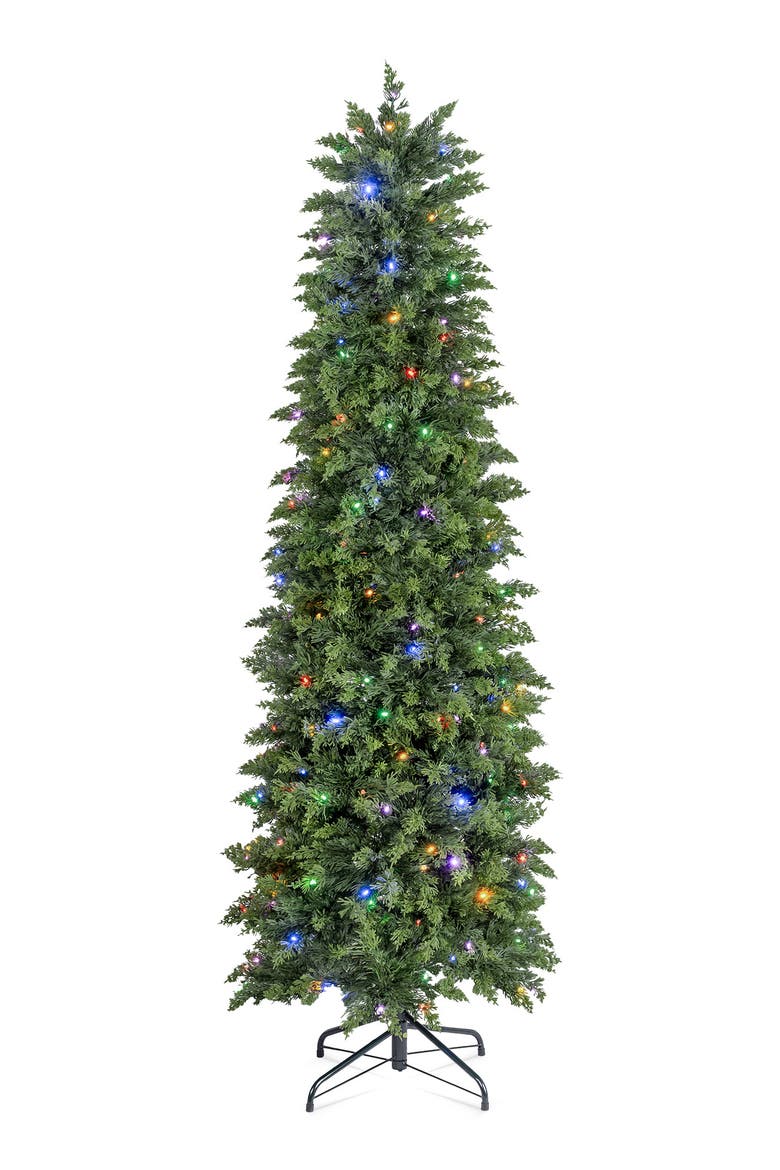 5ft/6ft Pre-lit Christmas Artificial Cypress Tree with Twinkling Lights and Remote Controller, Main, color, Green