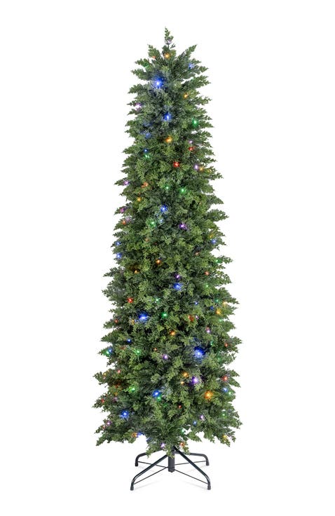 5ft/6ft Pre-lit Christmas Artificial Cypress Tree with Twinkling Lights and Remote Controller