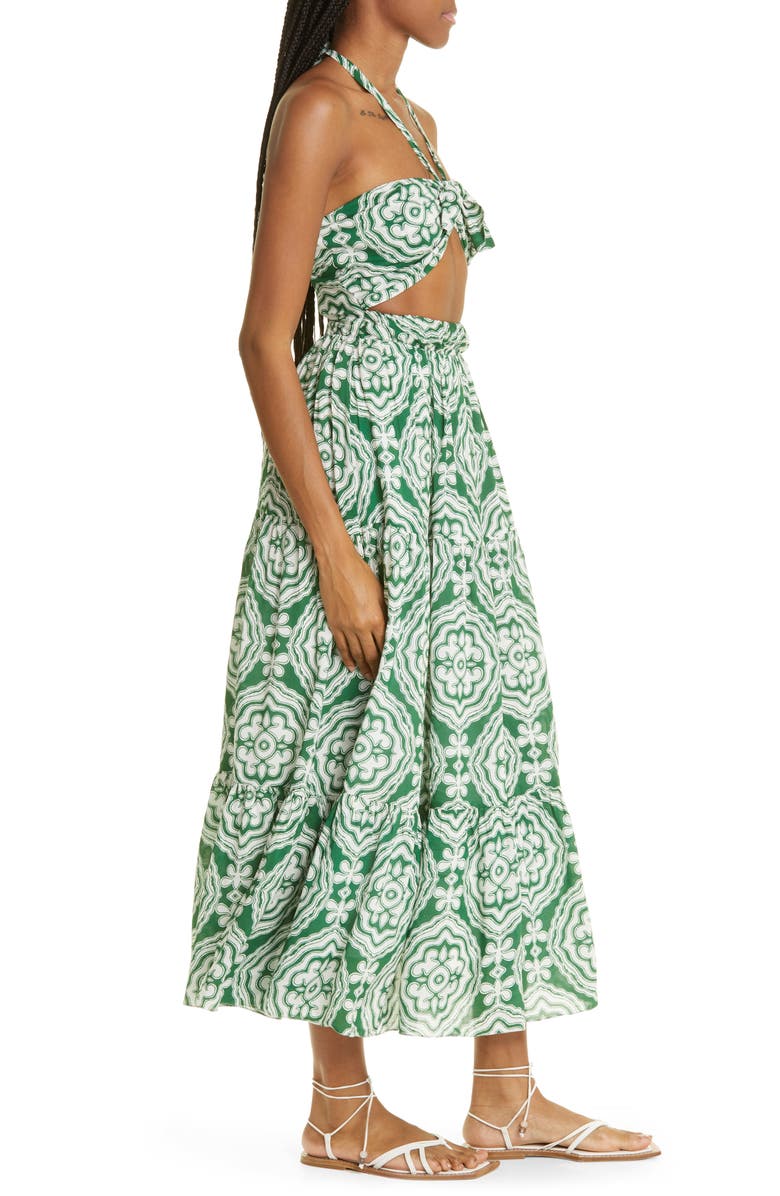 lemlem Medallion Cutout Cover-Up Halter Dress, Alternate, color, 