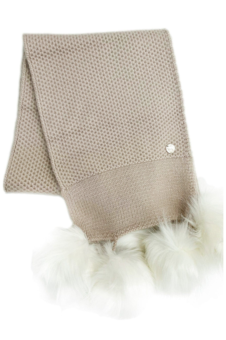 Honeycomb Beige Faux Fur Cashmere Scarf, Main, color, Beige