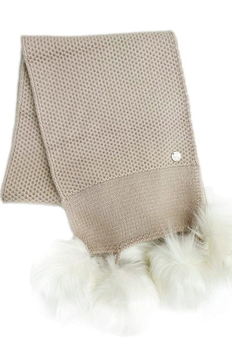 Honeycomb Beige Faux Fur Cashmere Scarf (Baby, Toggler, Little Kid)