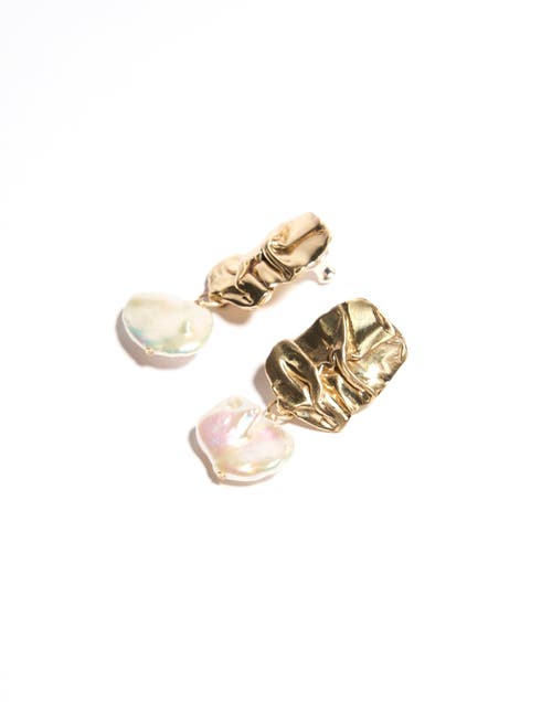 Odette New York Fender With Pearl Earrings In Brass
