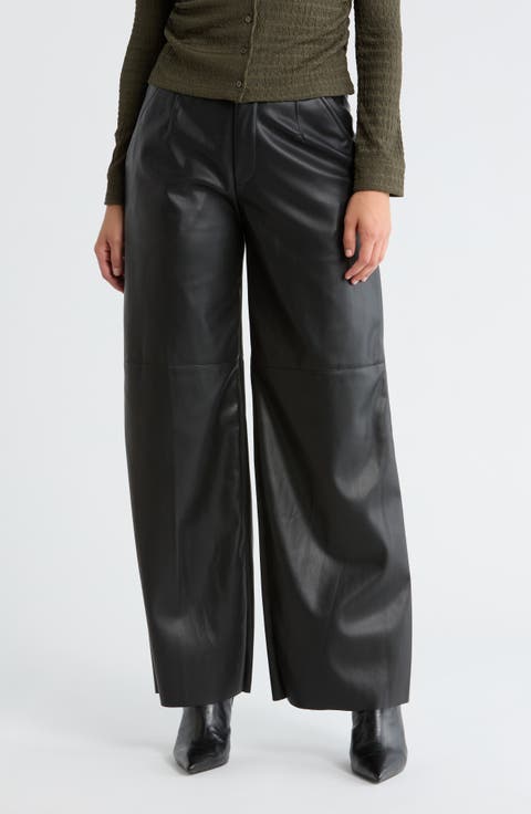 Faux Leather Wide Leg Pants