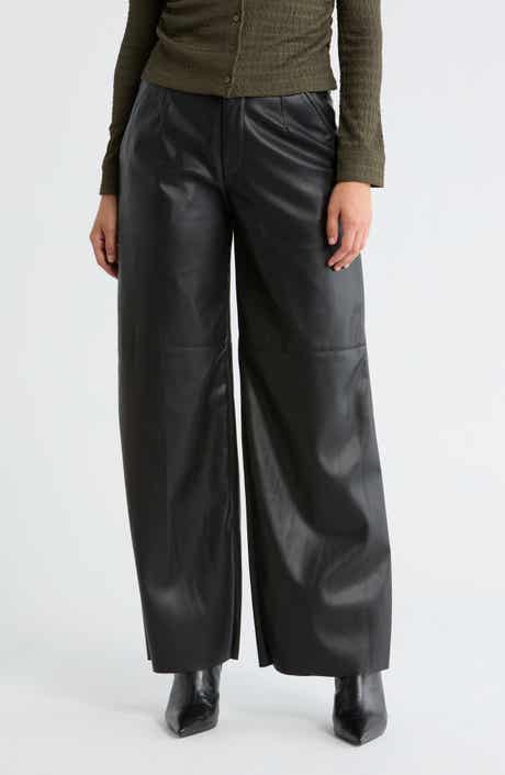 DKNY Jeans Faux Leather Wide Leg Pants