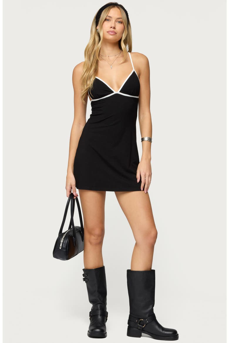 Laurah Contrast Minidress, Alternate, color, BLACK